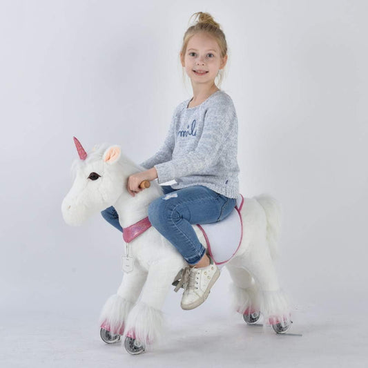 UFREE Ride on Unicorn, Unicorn Ride on Toy, Riding Unicorn, Plush Animal, Pink Unicorn for Kids, Ages 3-6