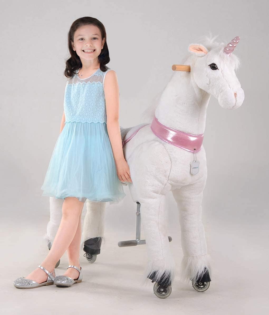 UFREE Ride on Unicorn, Unicorn Ride on Toy, Riding Unicorn, Plush Animal, Pink Unicorn for Kids, 6 Years to Adult