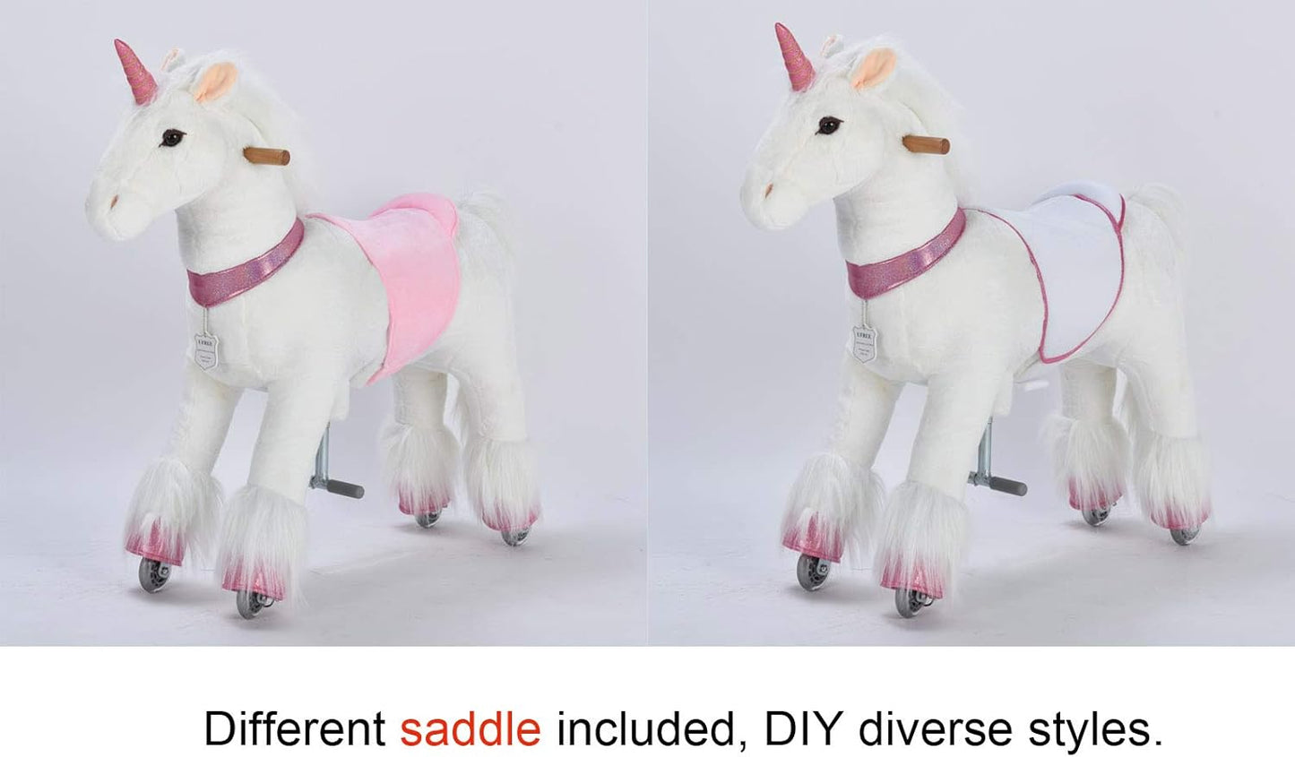 UFREE Ride on Unicorn, Unicorn Ride on Toy, Riding Unicorn, Plush Animal, Pink Unicorn for Kids, Ages 3-6