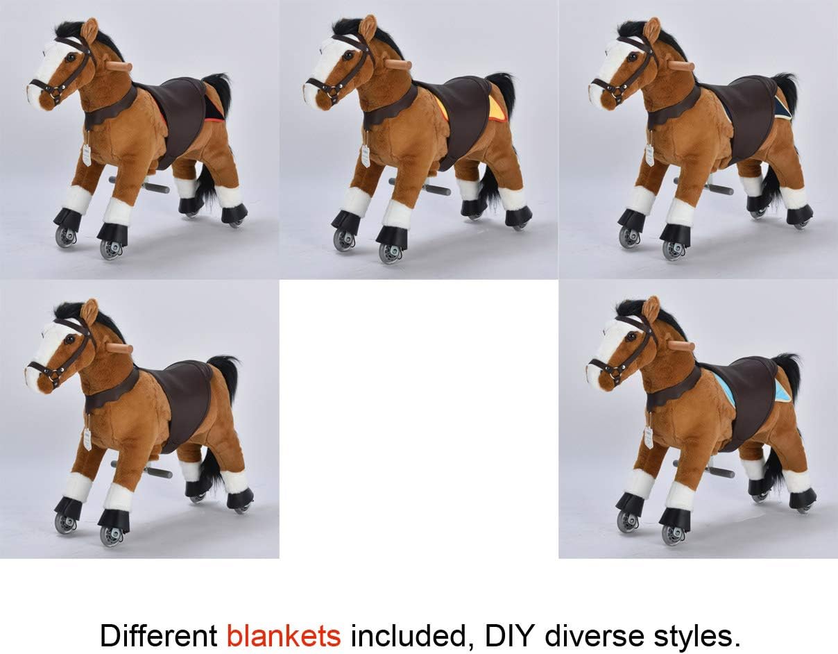 UFREE Riding Horse, Horse Riding Toy, Mechanical Horse, Plush Animal, White Mane and Tail, 6 Years to Adult