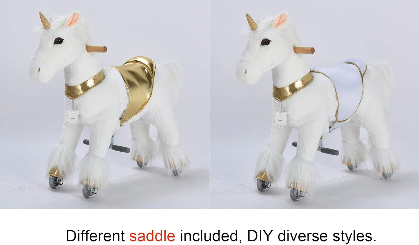UFREE Ride on Unicorn, Unicorn Ride on Toy, Riding Unicorn, Plush Animal, Golden Unicorn for Kids, 6 Years to Adult