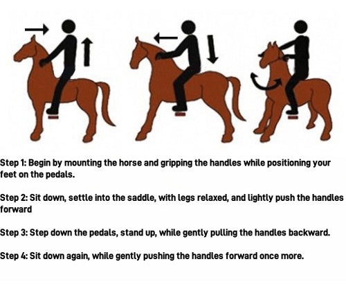 UFREE Ride on Horse, Horse Ride on Toy, Mechanical Horse, Plush Animal, Black Mane and Tail, Age 4-9